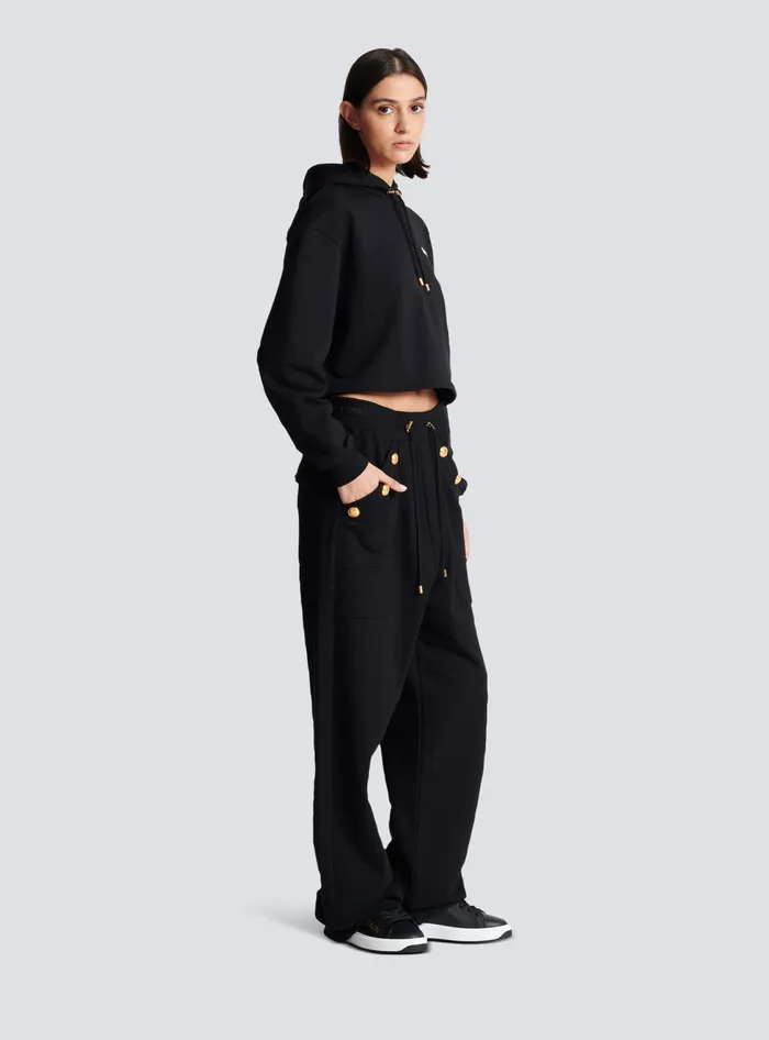 Balmain Trousers And Shorts Women Loosefitting Buttoned Joggers Black