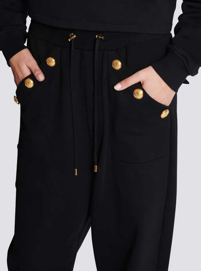 Balmain Trousers And Shorts Women Loosefitting Buttoned Joggers Black