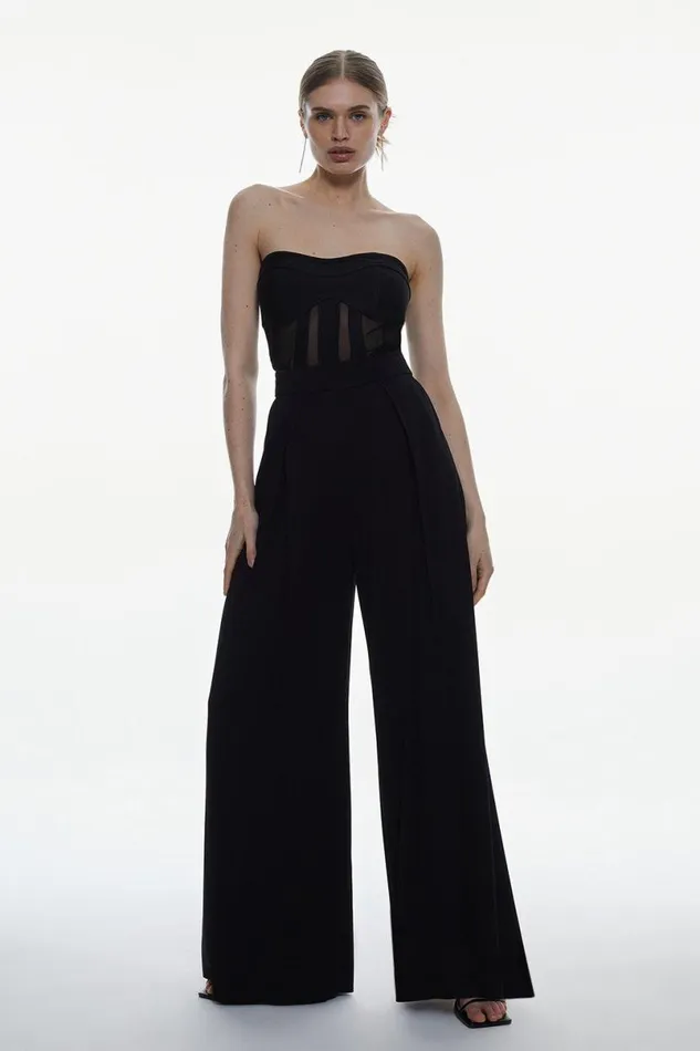 Bandage And Mesh Corset Black Women Karen Millen Tops