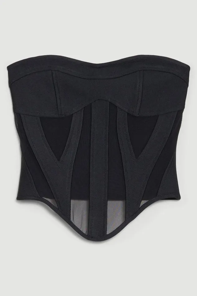 Bandage And Mesh Corset Black Women Karen Millen Tops