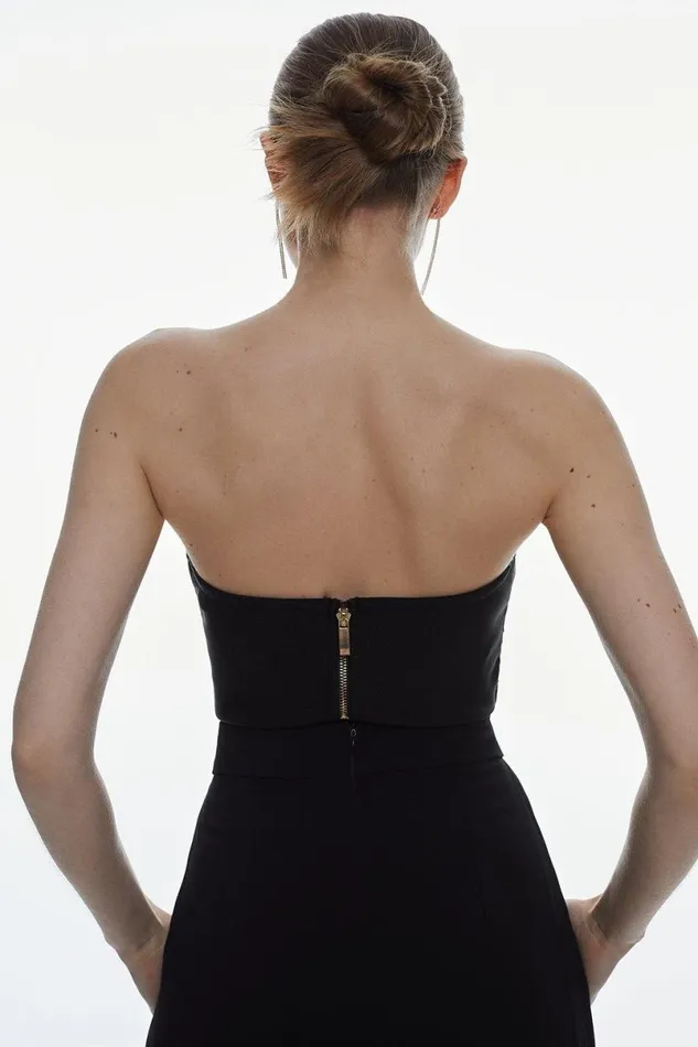 Bandage And Mesh Corset Black Women Karen Millen Tops