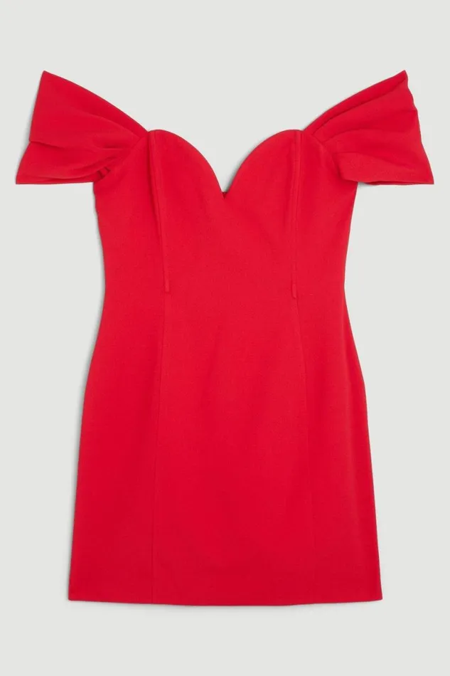 Bardot Satin Back Crepe Woven Mini Dress Red Women Karen Millen Dresses