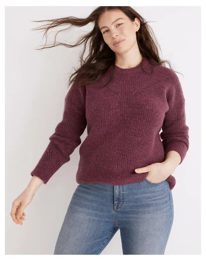 Belfiore Ribbed Pullover Sweater Heather Violet Women Madewell Sweaters