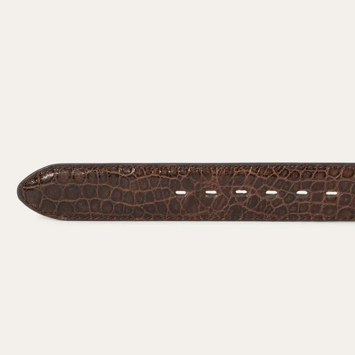 Belts Men Stetson Ostrich Print Croco Embossed Western Tabs Belt Cognaccalifornia Nut
