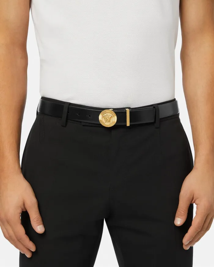 Belts Men Versace Medusa Biggie Leather Belt 3 Cm Blackgold
