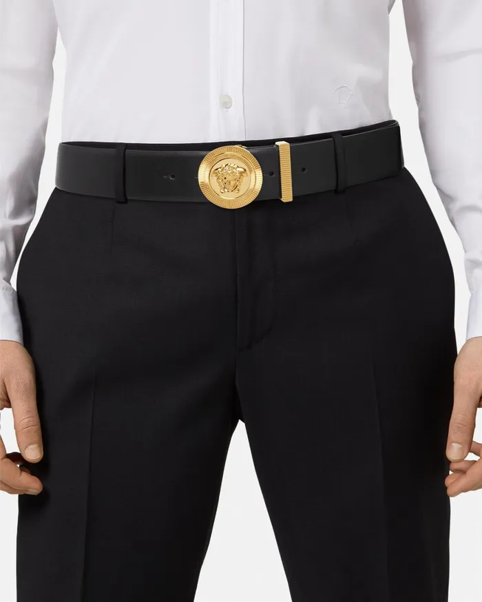 Belts Men Versace Medusa Biggie Leather Belt 4 Cm Blackgold