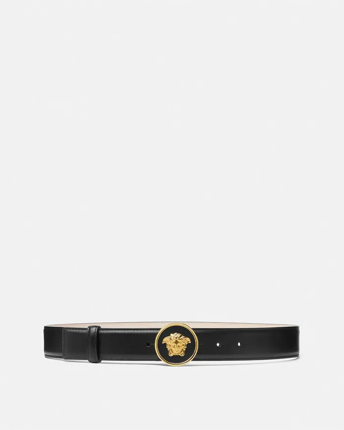Belts Women Versace La Medusa Leather Belt 12034 Blackgold