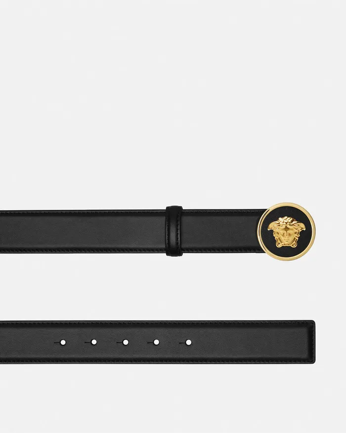 Belts Women Versace La Medusa Leather Belt 12034 Blackgold