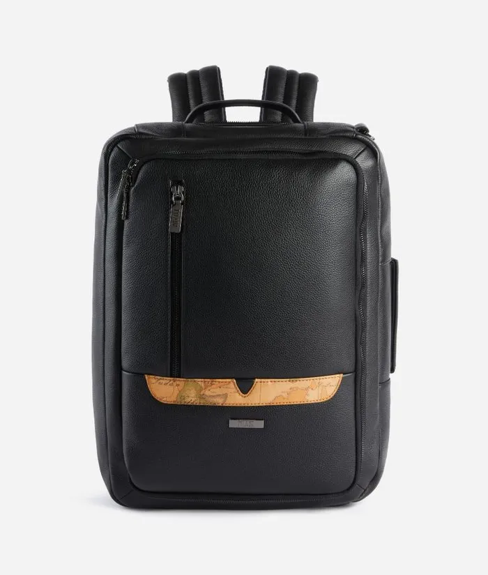 Beta Leather 3Way Travel Backpack Black Man Alviero Martini Backpacks and Belt Bags