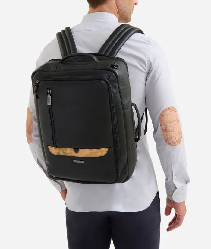 Beta Leather 3Way Travel Backpack Black Man Alviero Martini Backpacks and Belt Bags