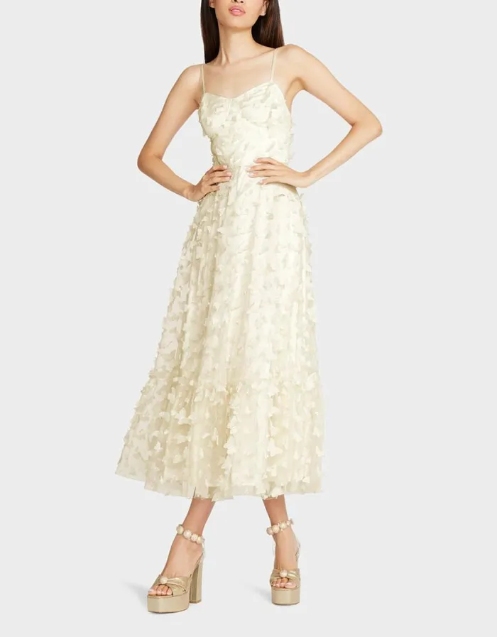 Betsey Johnson Women BETSEYS BUTTERFLY MAXI DRESS CREAM Cream