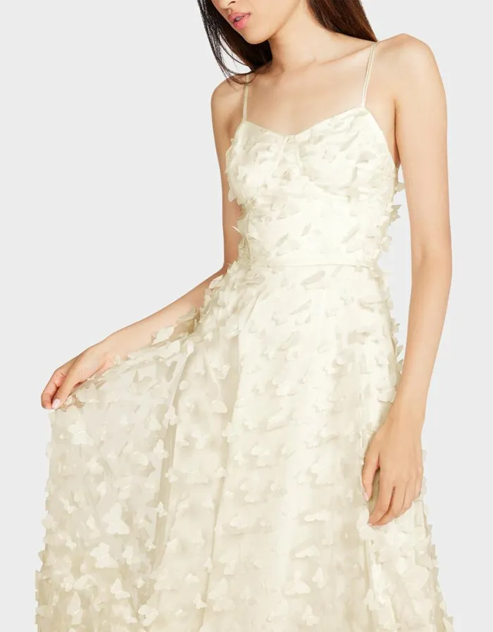 Betsey Johnson Women BETSEYS BUTTERFLY MAXI DRESS CREAM Cream