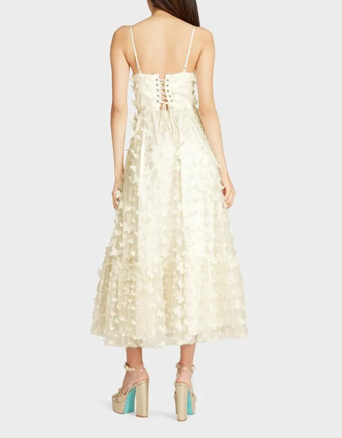 Betsey Johnson Women BETSEYS BUTTERFLY MAXI DRESS CREAM Cream