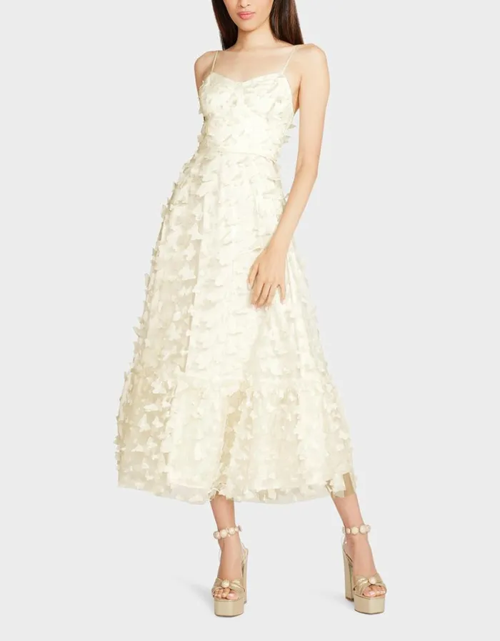 Betsey Johnson Women BETSEYS BUTTERFLY MAXI DRESS CREAM Cream