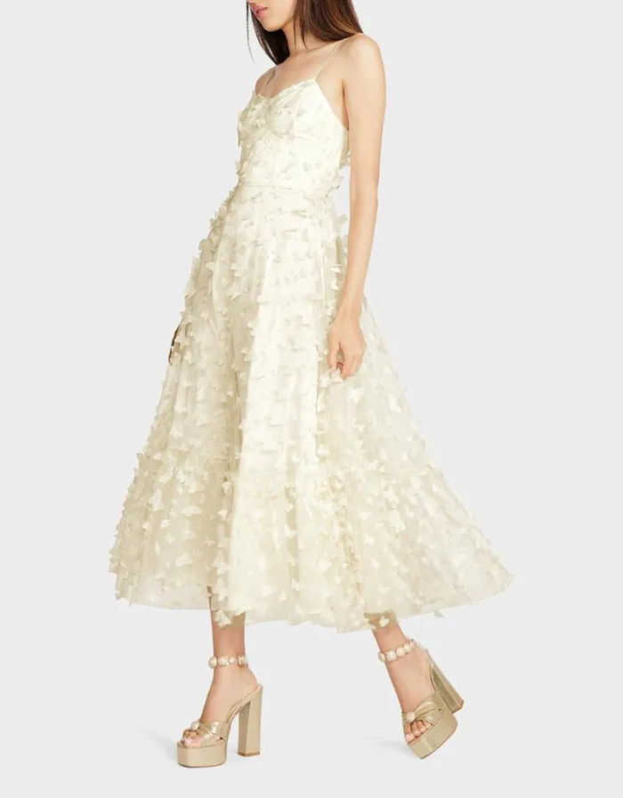 Betsey Johnson Women BETSEYS BUTTERFLY MAXI DRESS CREAM Cream