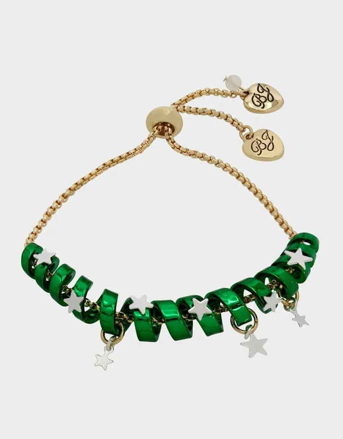 Betsey Johnson Women BETSEYS HOLIDAY COIL BRACELET GREEN Green