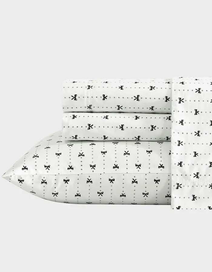 Betsey Johnson Women BETSEYS RIBBON PINSTRIPE WHITE FULL SHEET SET MULTI