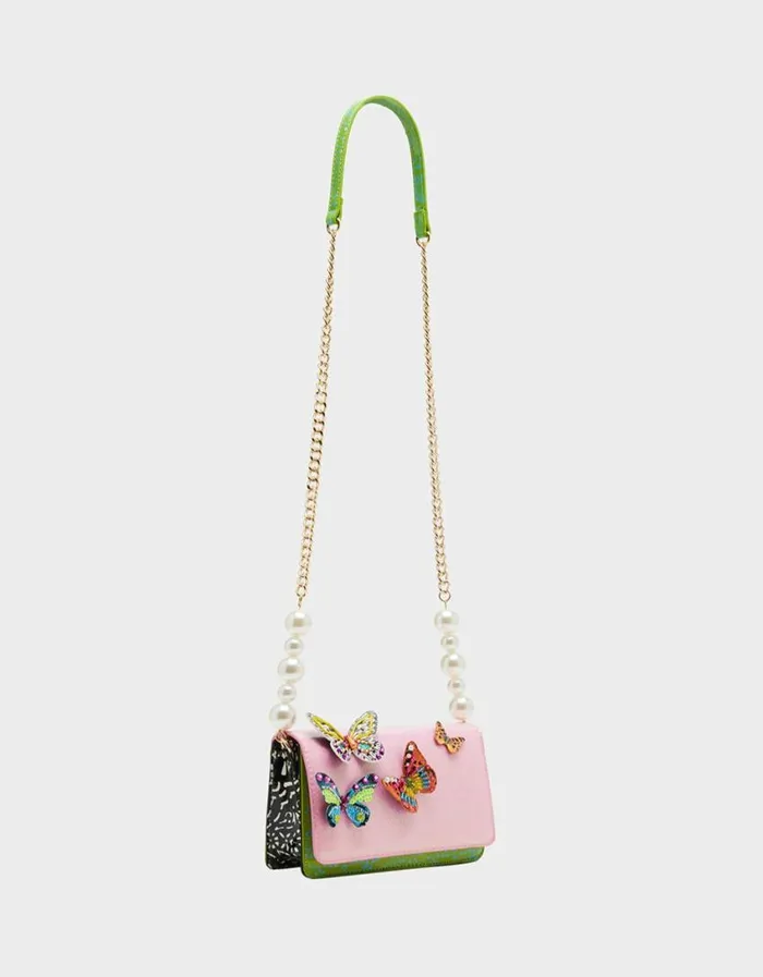 Betsey Johnson Women BUTTERFLY CROSSBODY PINK MULTI Betsey Johnson Women BUTTERFLY CROSSBODY PINK MULTI