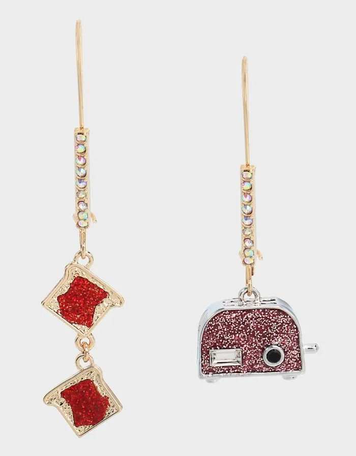 Betsey Johnson Women DEAR BETSEY MISMATCH TOASTER EARRINGS PINK