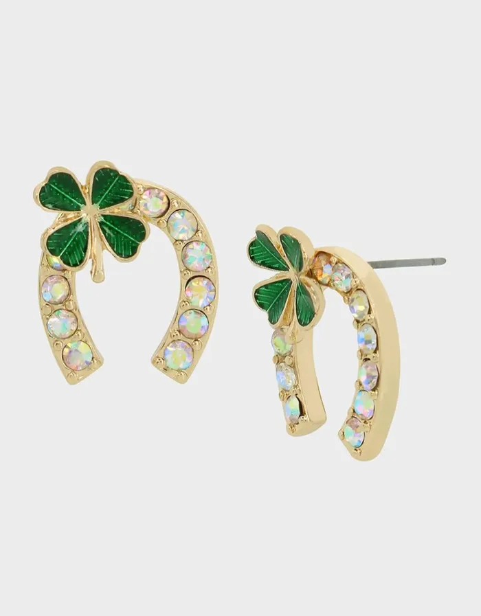 Betsey Johnson Women LUCKING OUT HORSESHOE STUDS GREEN