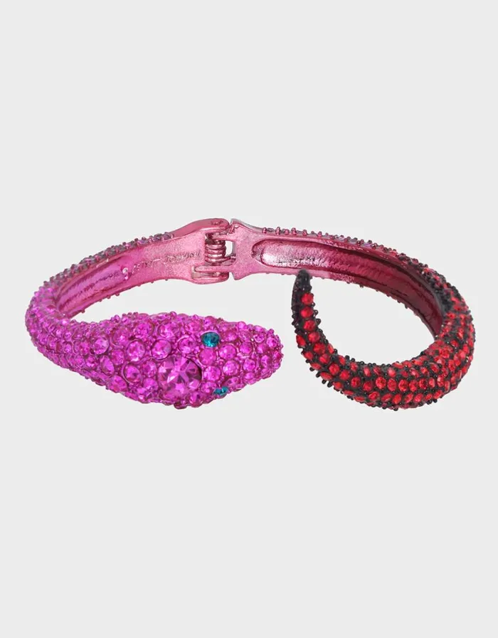 Betsey Johnson Women MIDNIGHT GARDEN SNAKE HINGE BRACELET FUCHSIA