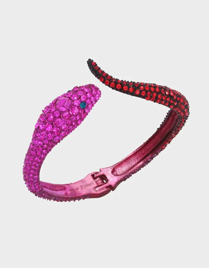 Betsey Johnson Women MIDNIGHT GARDEN SNAKE HINGE BRACELET FUCHSIA