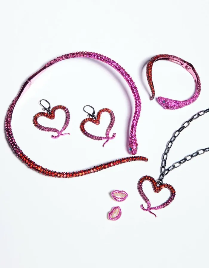 Betsey Johnson Women MIDNIGHT GARDEN SNAKE HINGE BRACELET FUCHSIA