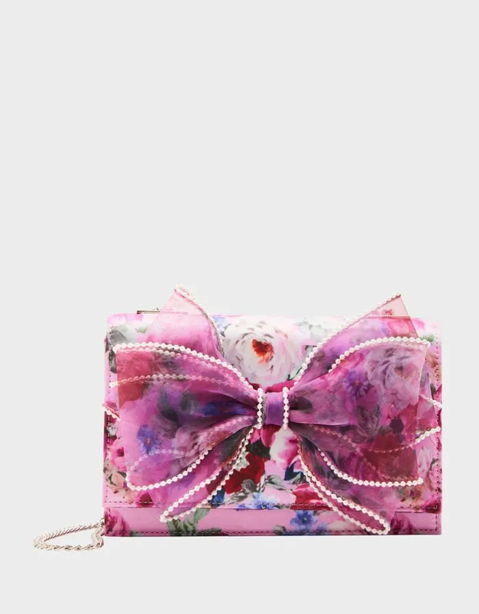 Betsey Johnson Women PEARL TRIMMED BOW BAG PINK Pink