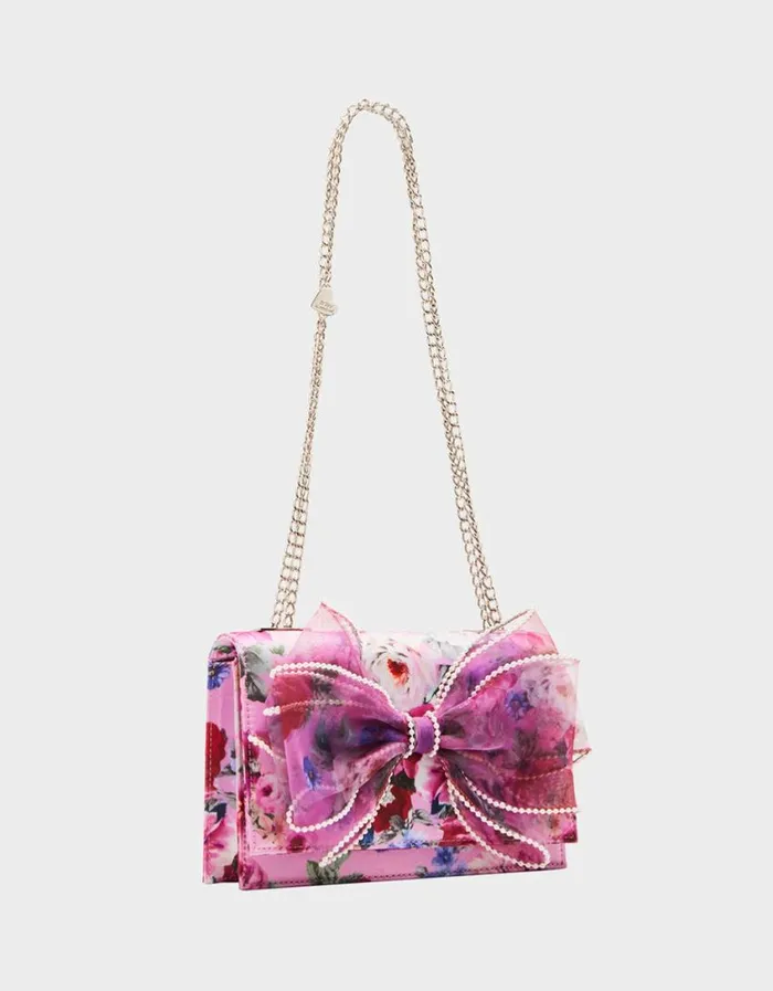 Betsey Johnson Women PEARL TRIMMED BOW BAG PINK Pink