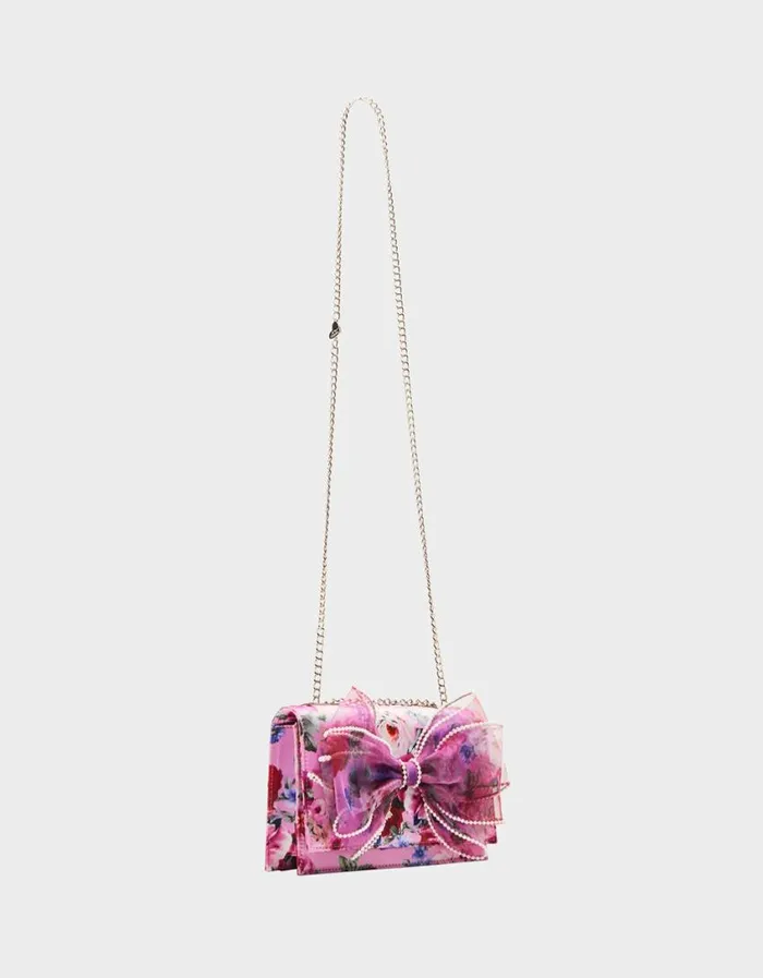 Betsey Johnson Women PEARL TRIMMED BOW BAG PINK Pink