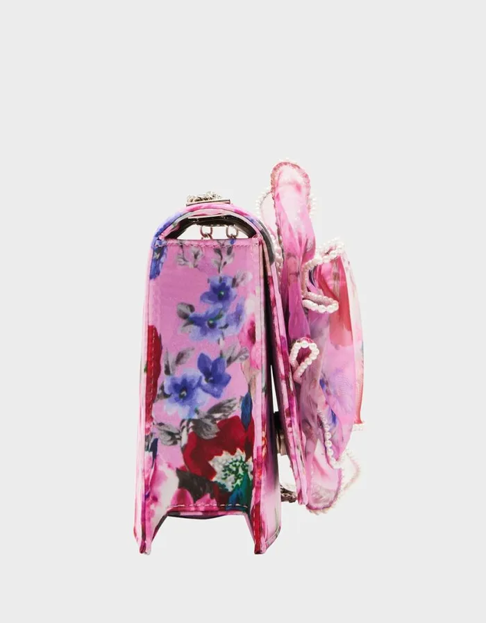 Betsey Johnson Women PEARL TRIMMED BOW BAG PINK Pink