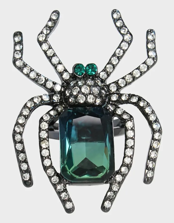 Betsey Johnson Women RICH WITCH SPIDER RING GREEN