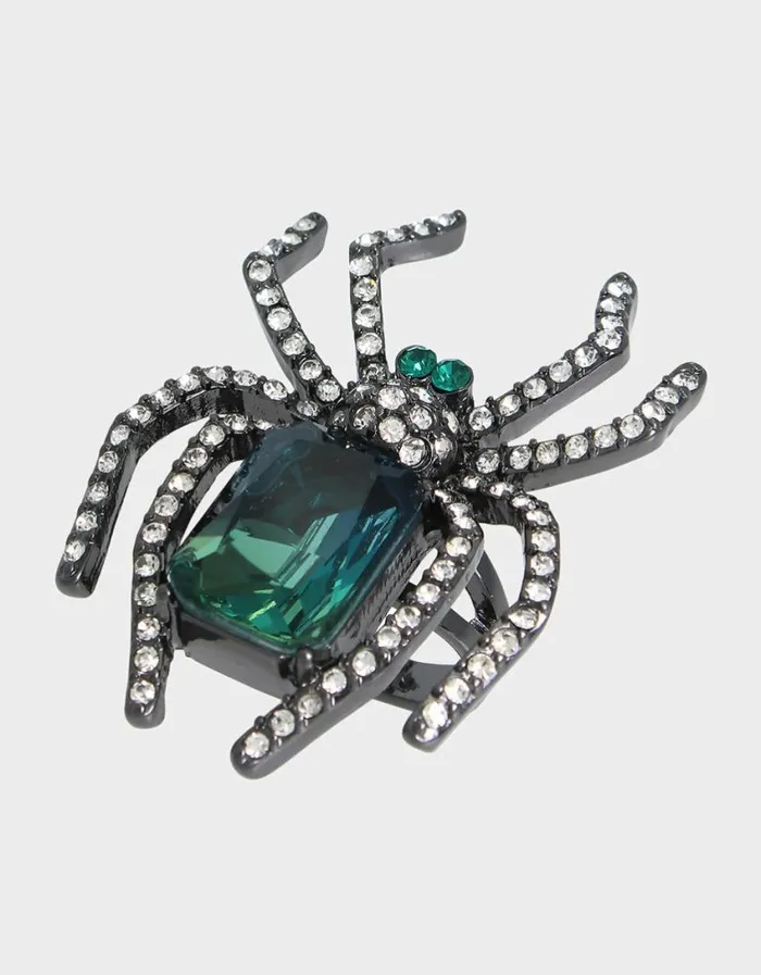 Betsey Johnson Women RICH WITCH SPIDER RING GREEN