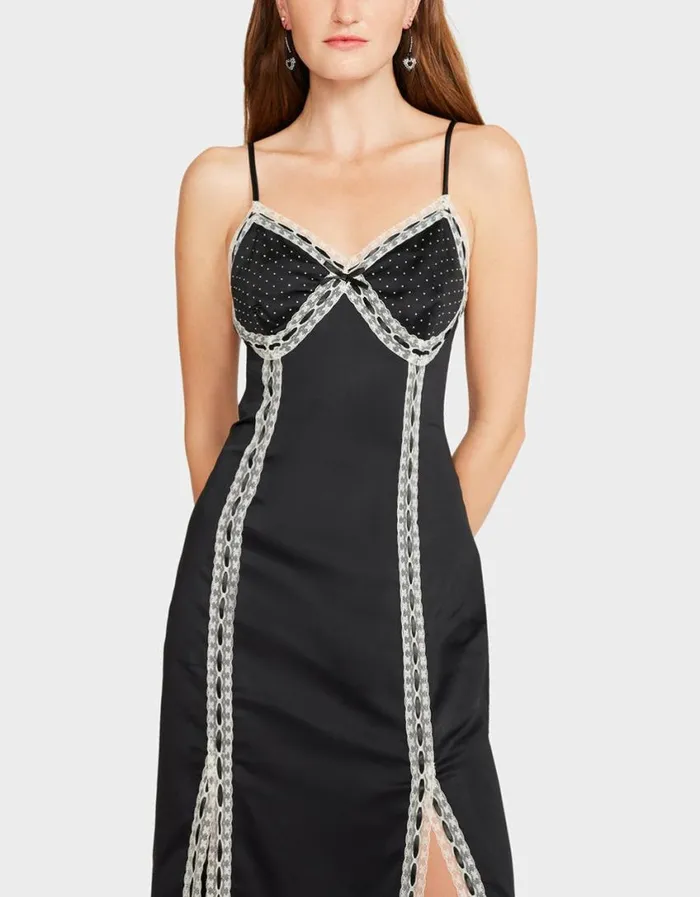 Betsey Johnson Women VIOLA SLIP DRESS BLACK Black