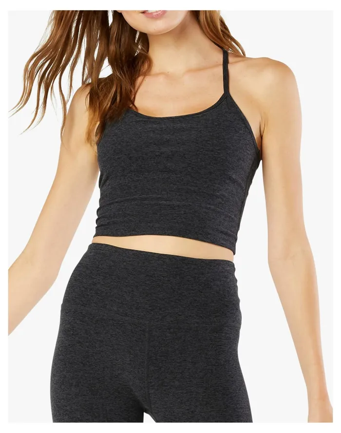 Beyond Yoga Spacedye Slim Racerback Cropped Tank Black Women Madewell Activewear