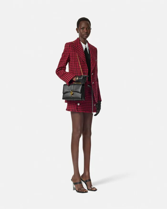 Blazer and Jackets Women Versace Tweed Masculine Blazer Blackred