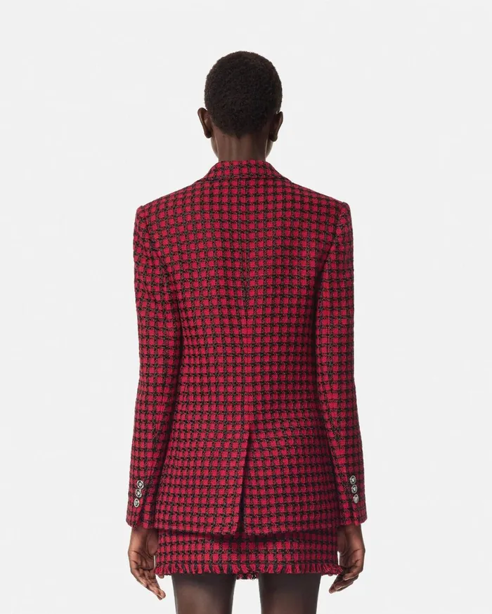 Blazer and Jackets Women Versace Tweed Masculine Blazer Blackred