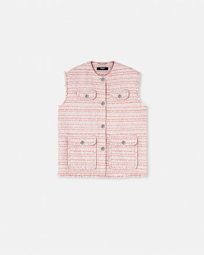 Blazer and Jackets Women Versace Tweed Oversized Vest Light Pink