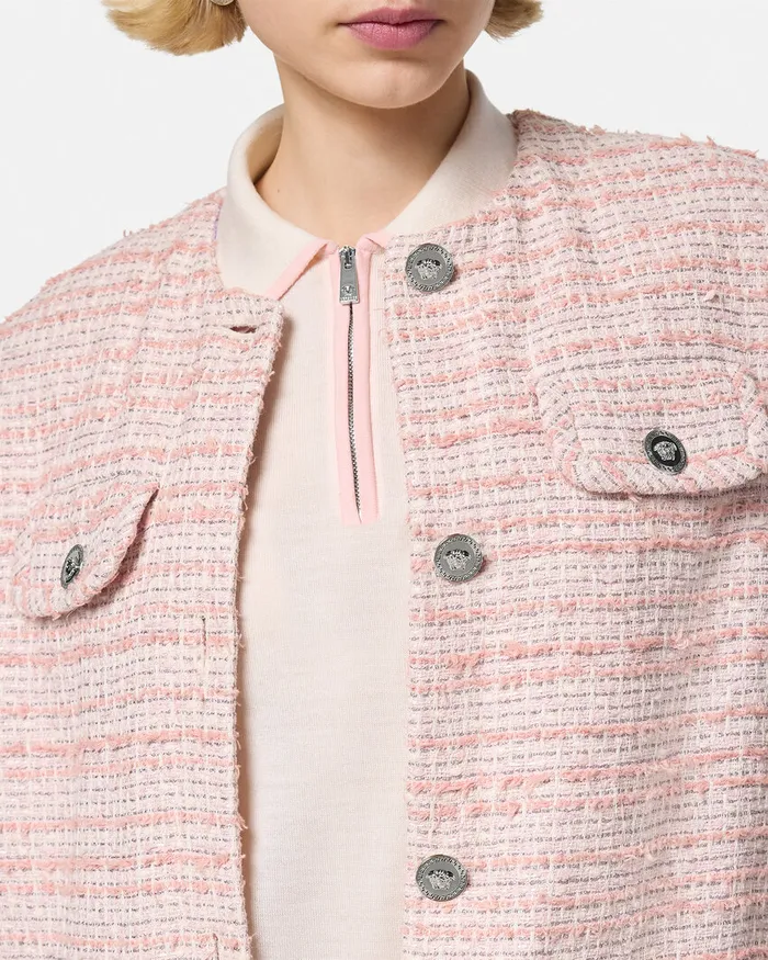 Blazer and Jackets Women Versace Tweed Oversized Vest Light Pink