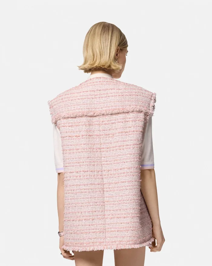 Blazer and Jackets Women Versace Tweed Oversized Vest Light Pink