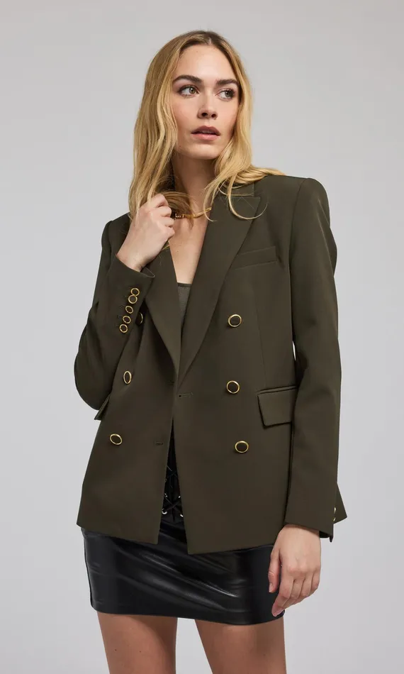 Blazers and Jackets Women Generation Love Clothing Arielle Crepe Blazer Pine