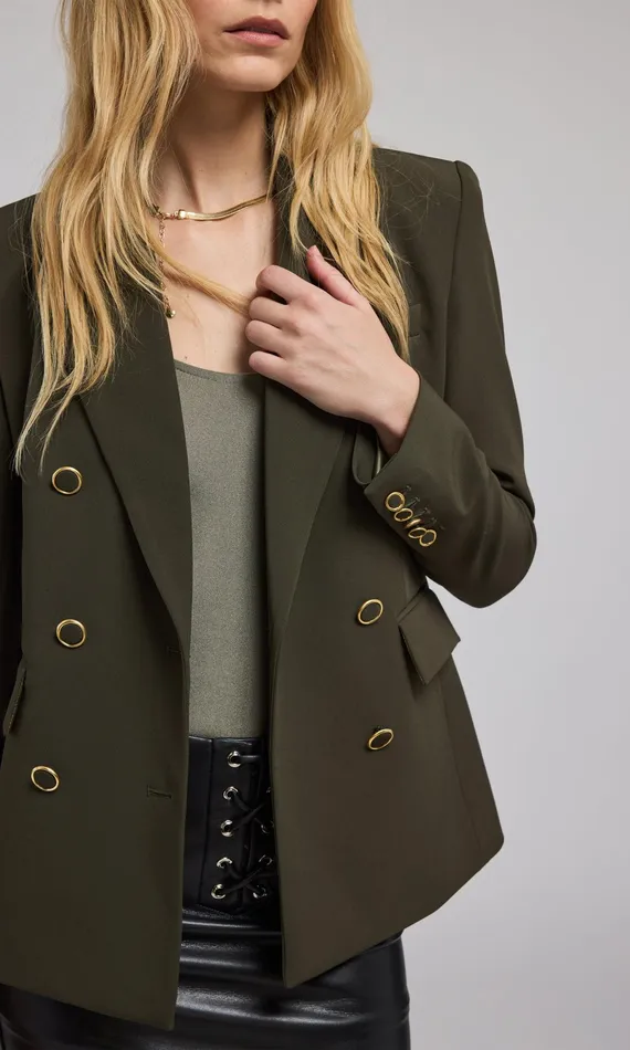 Blazers and Jackets Women Generation Love Clothing Arielle Crepe Blazer Pine
