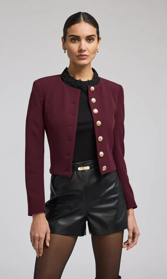 Blazers and Jackets Women Generation Love Clothing Olempia Crepe Blazer Malbec