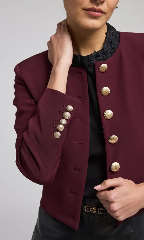 Blazers and Jackets Women Generation Love Clothing Olempia Crepe Blazer Malbec