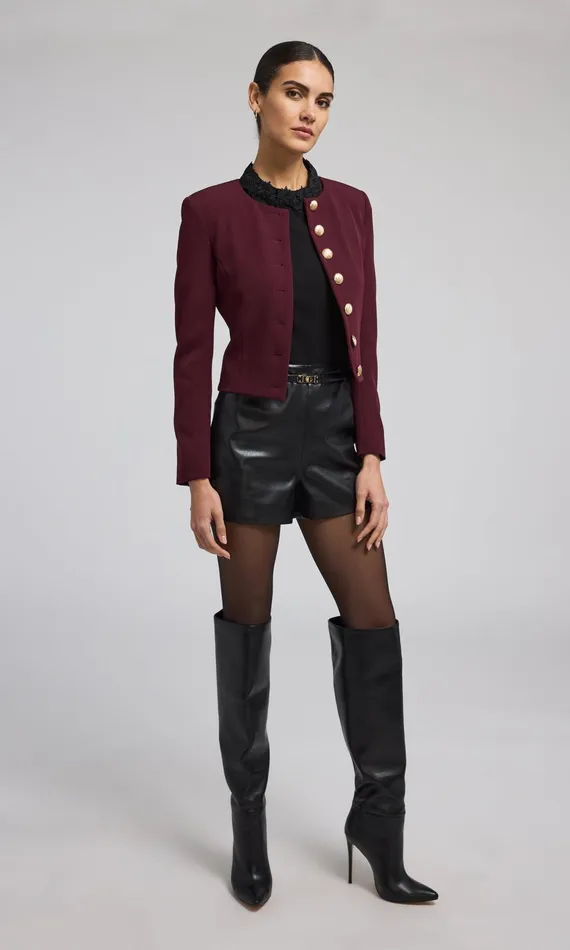 Blazers and Jackets Women Generation Love Clothing Olempia Crepe Blazer Malbec