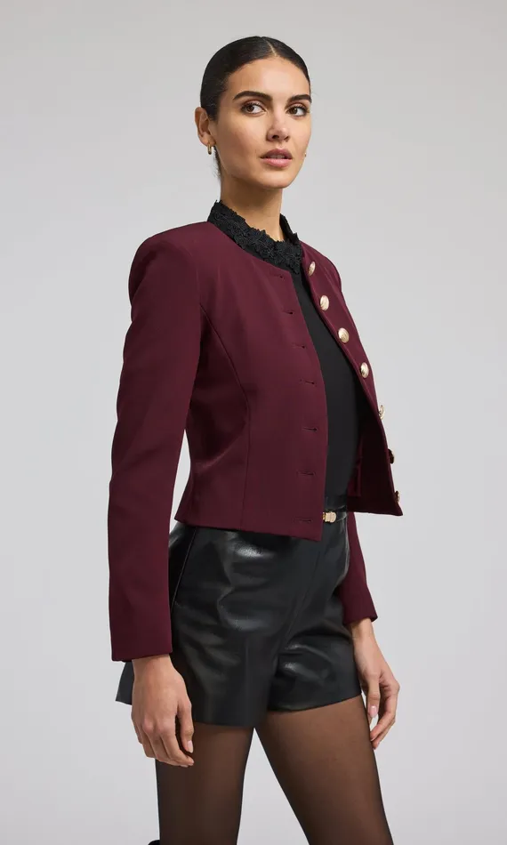 Blazers and Jackets Women Generation Love Clothing Olempia Crepe Blazer Malbec