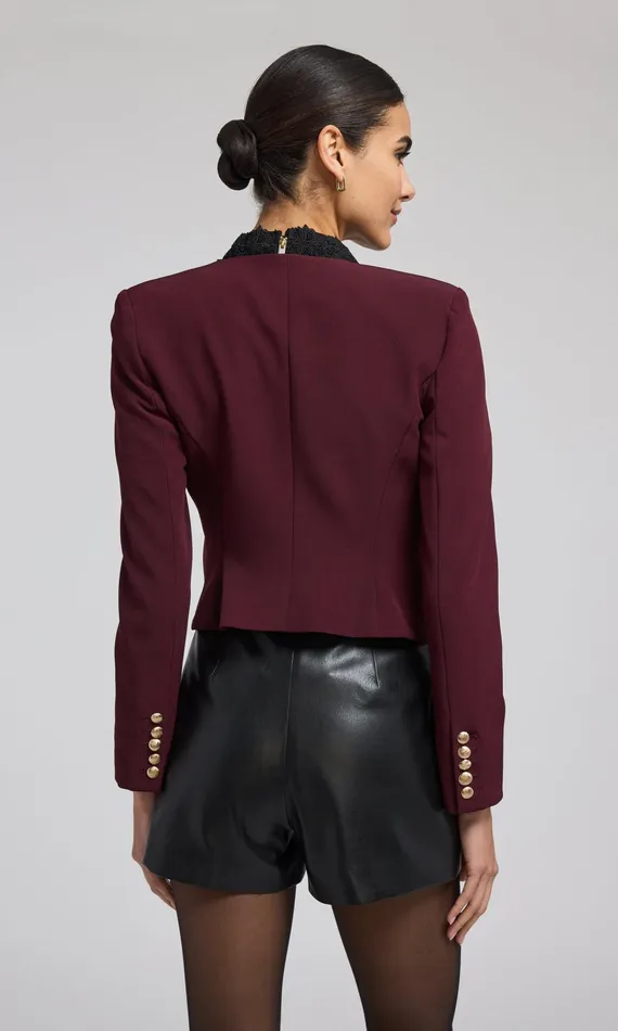 Blazers and Jackets Women Generation Love Clothing Olempia Crepe Blazer Malbec