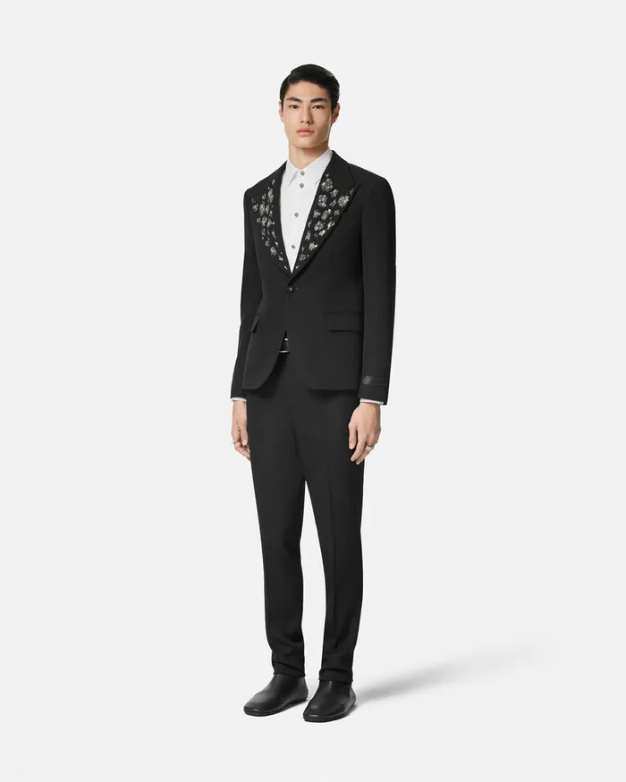 Blazers and Suits Men Versace Embellished Light Wool Blazer Black