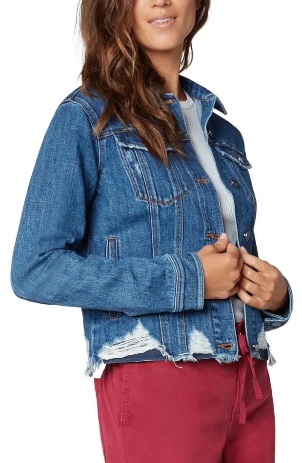 Blazers Women Liverpool Los Angeles Classic Denim Jacket With Shredded Hem Winnett