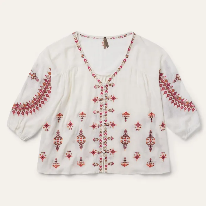 Blouses Women Stetson Dobby Peasant Blouse White